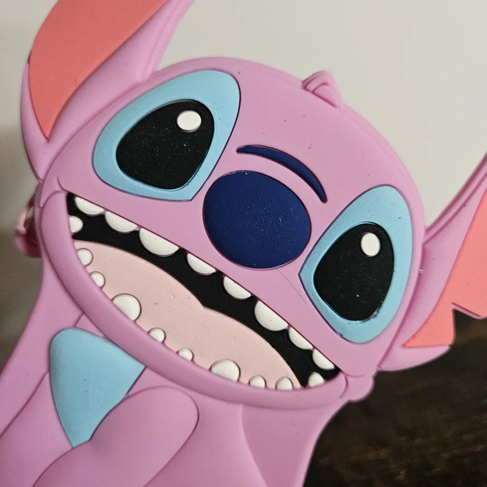 Angel Silicone ‎ Crossbody Zipper Purse/Pouch Disney Lilo & Stich Pink